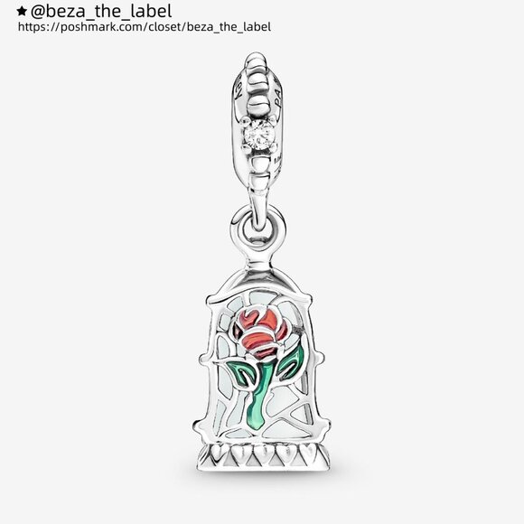 Pandora Disney Beauty and the Beast Enchanted Rose Dangle Charm - Picture 3 of 6